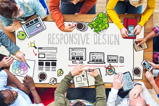 iverse People Working and Responsive Design Concept