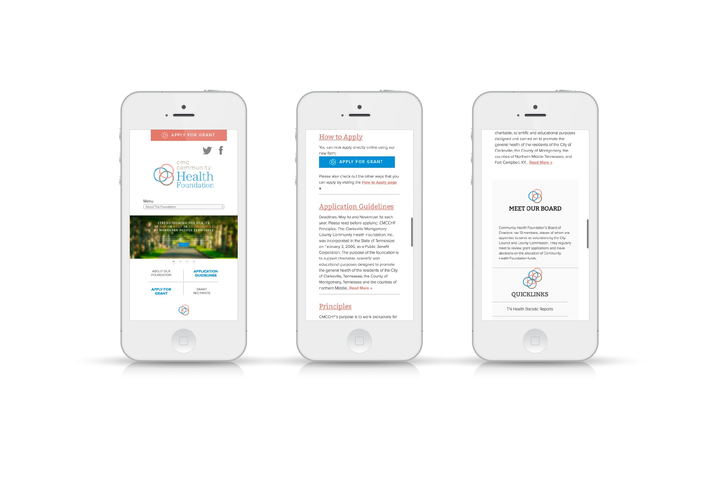 Community Health Foundation Website on Phone Screen