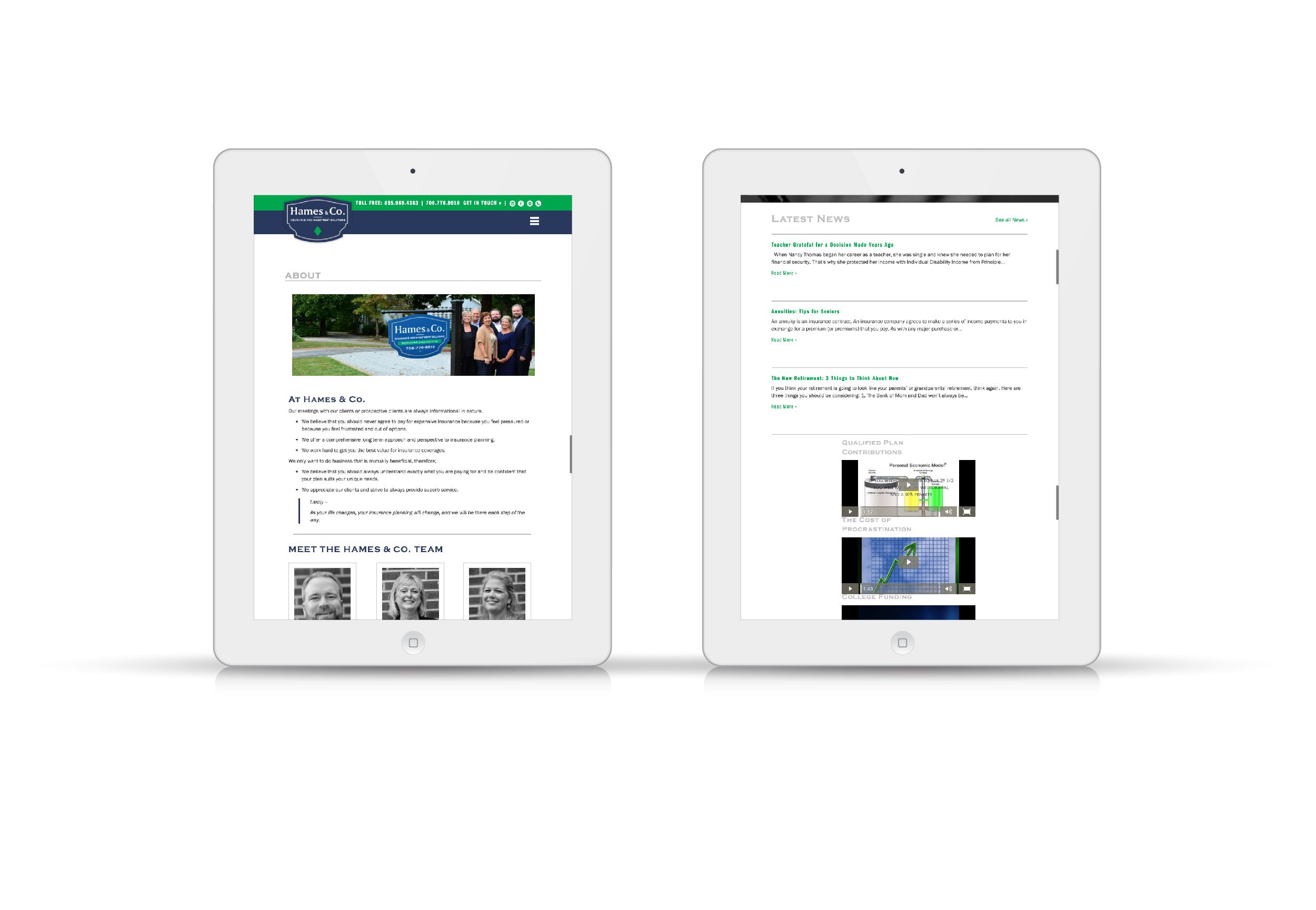 Hames & Co. Insurance Website On Tablet Screen