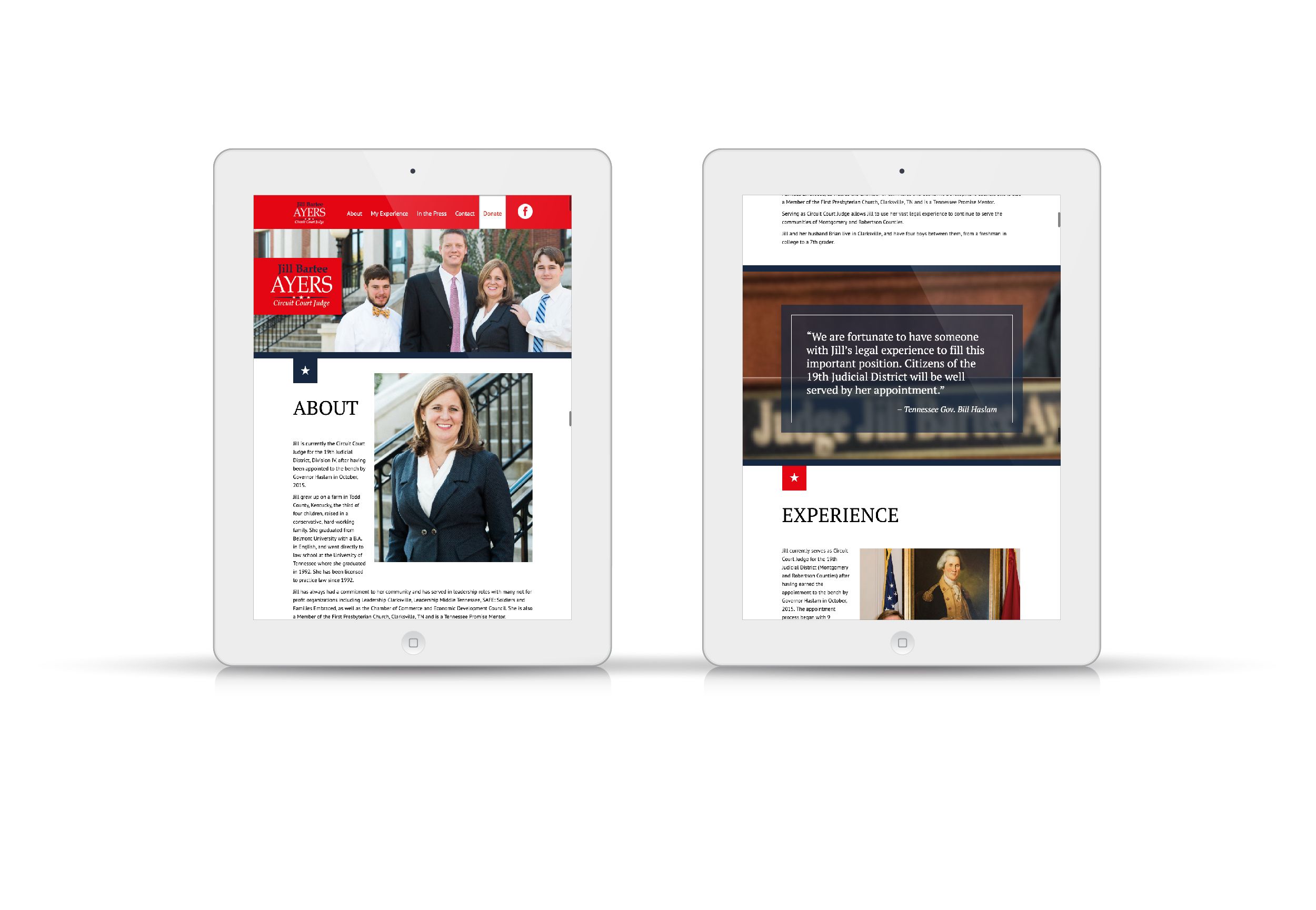 Jill Ayers Website on Tablet Screen