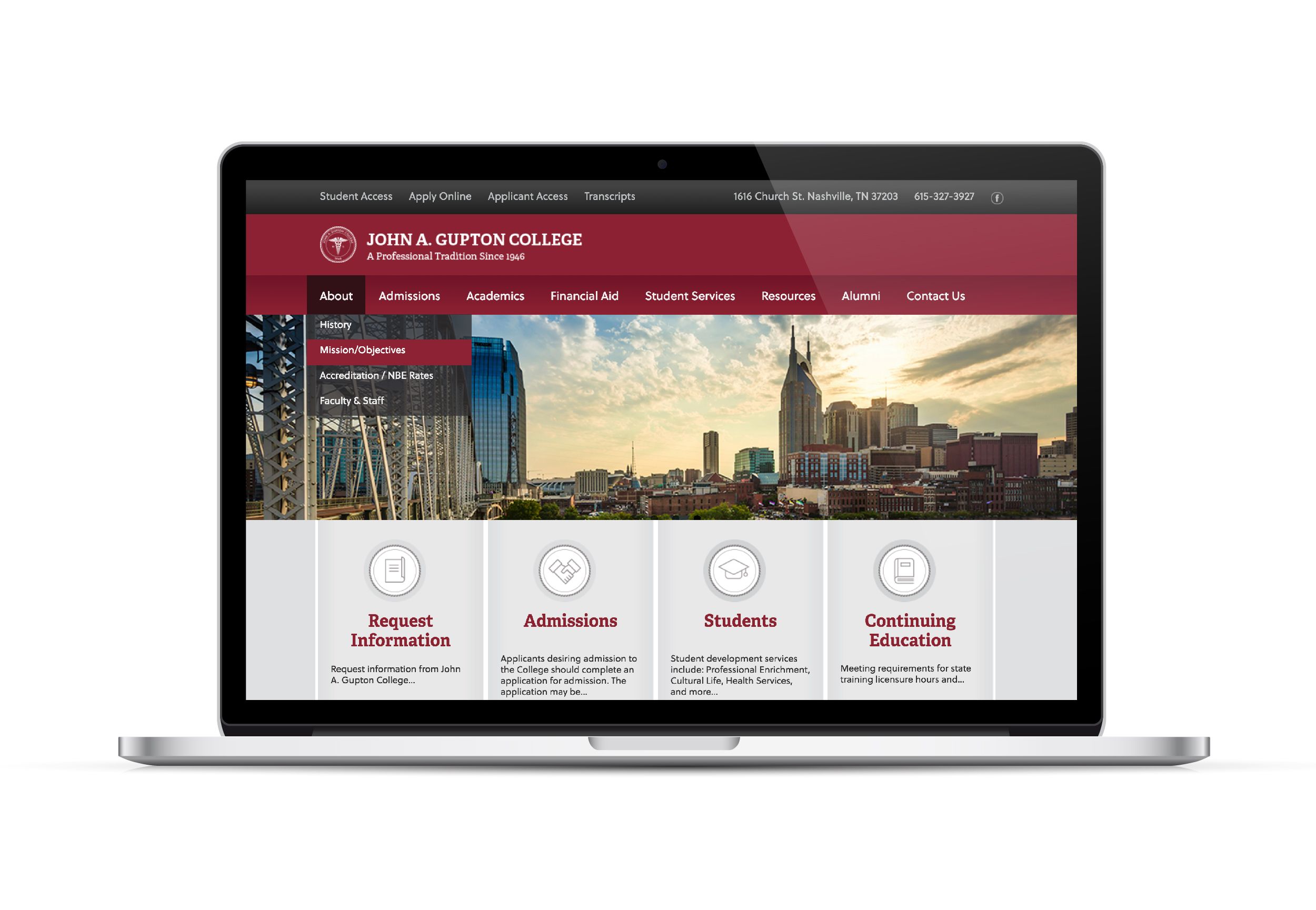 John A. Gupton College Website On Laptop Screen