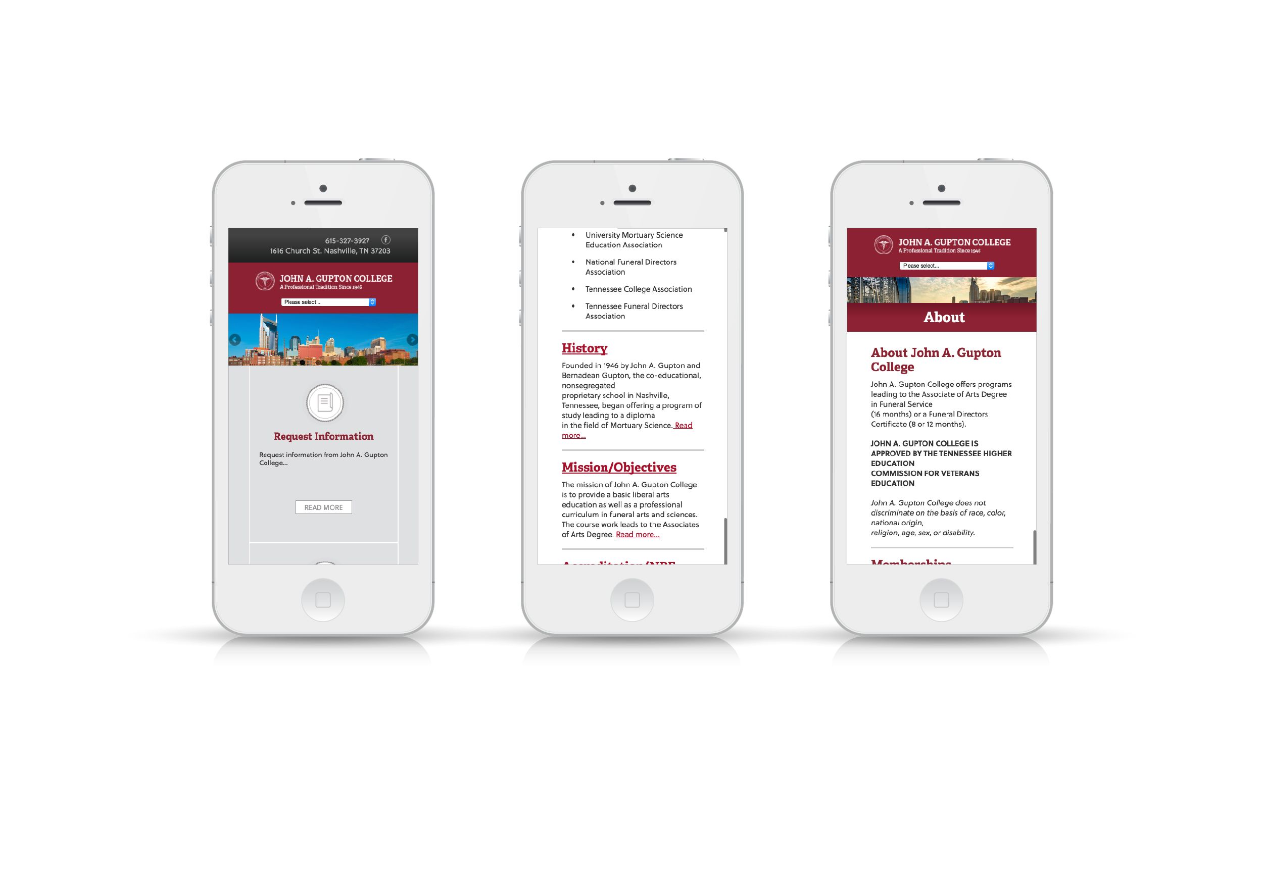 John A. Gupton College Website On Phone Screen