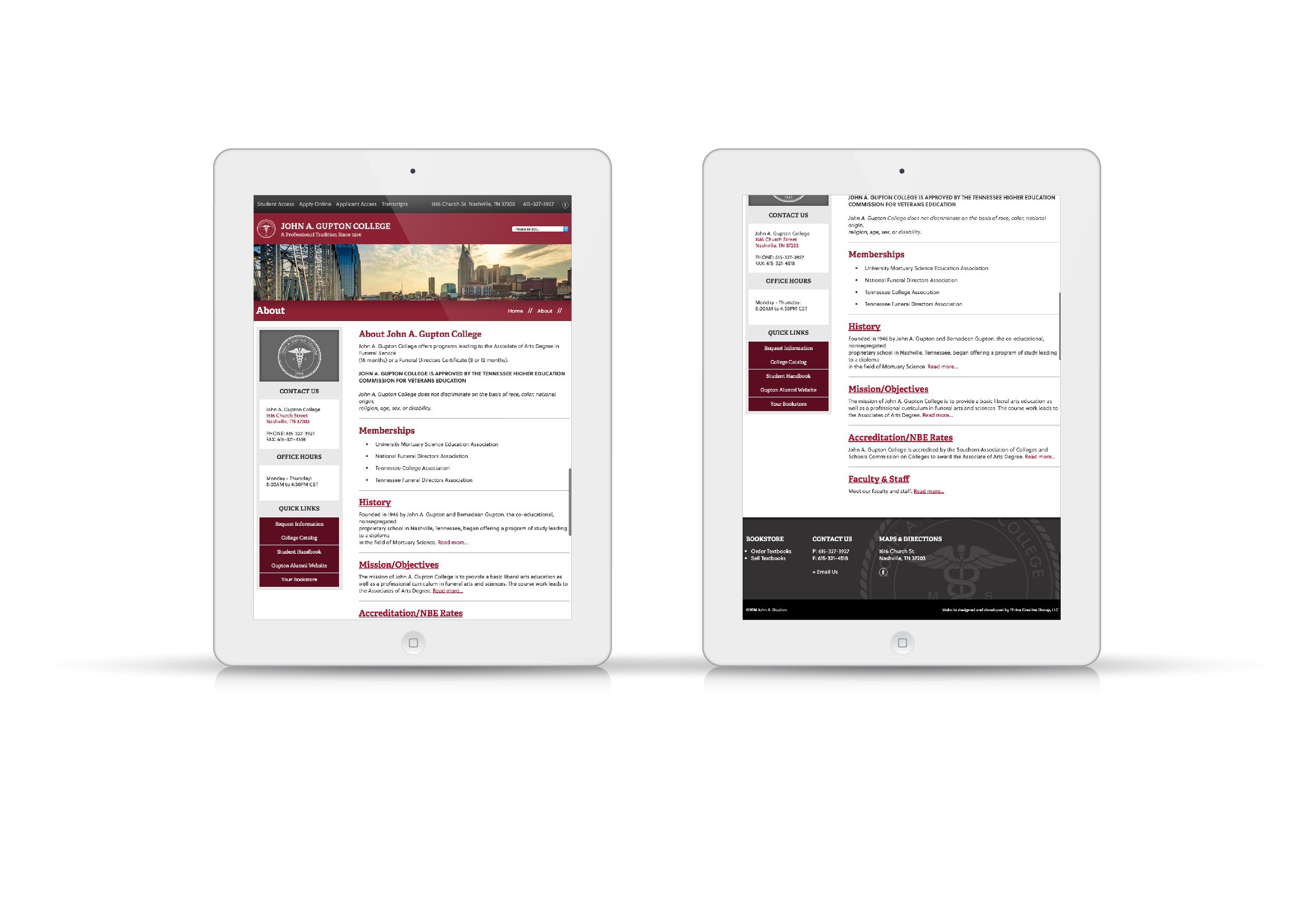 John A. Gupton College Website On Tablet Screen