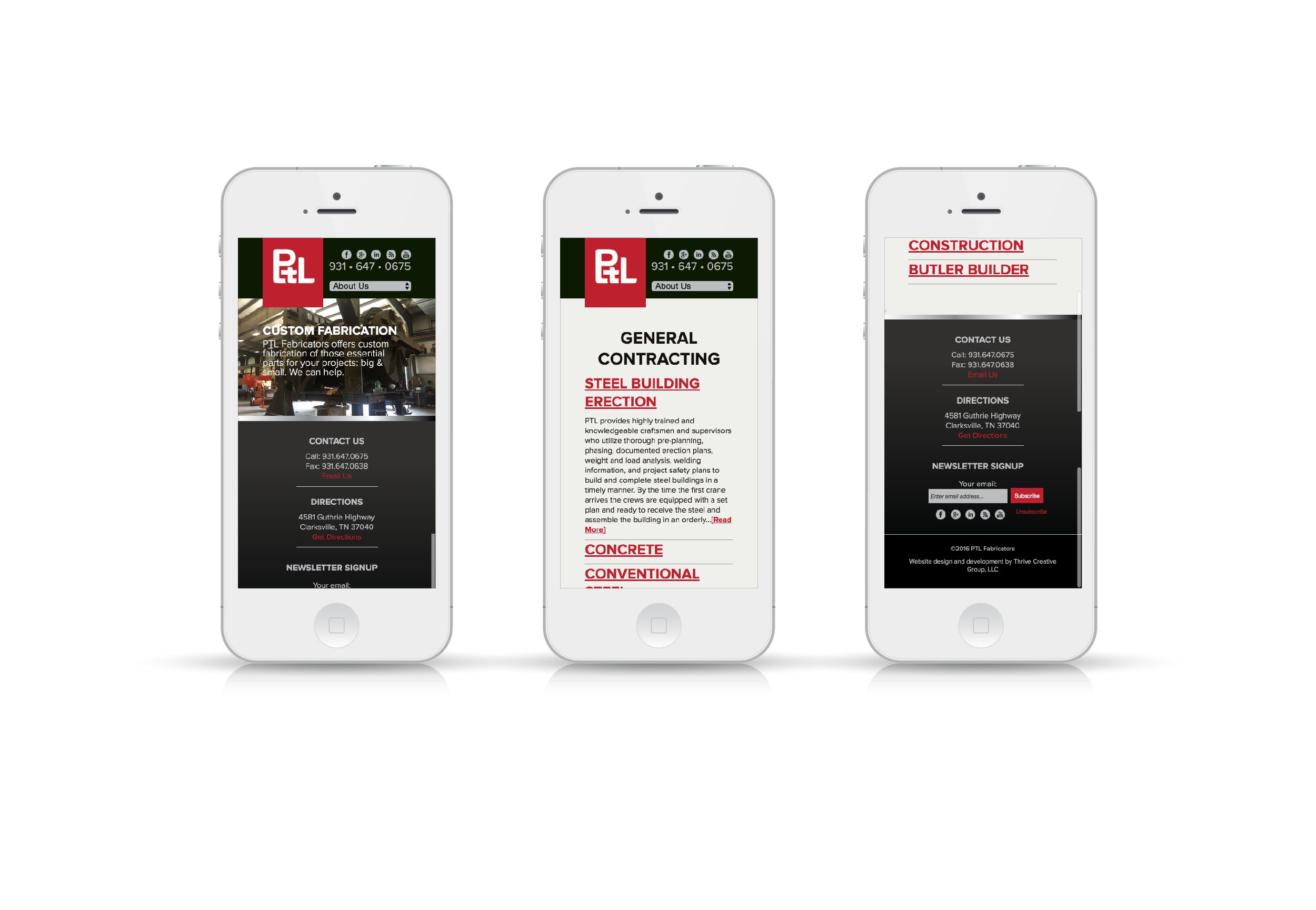 PTL Fabrication Website On Phone Screen