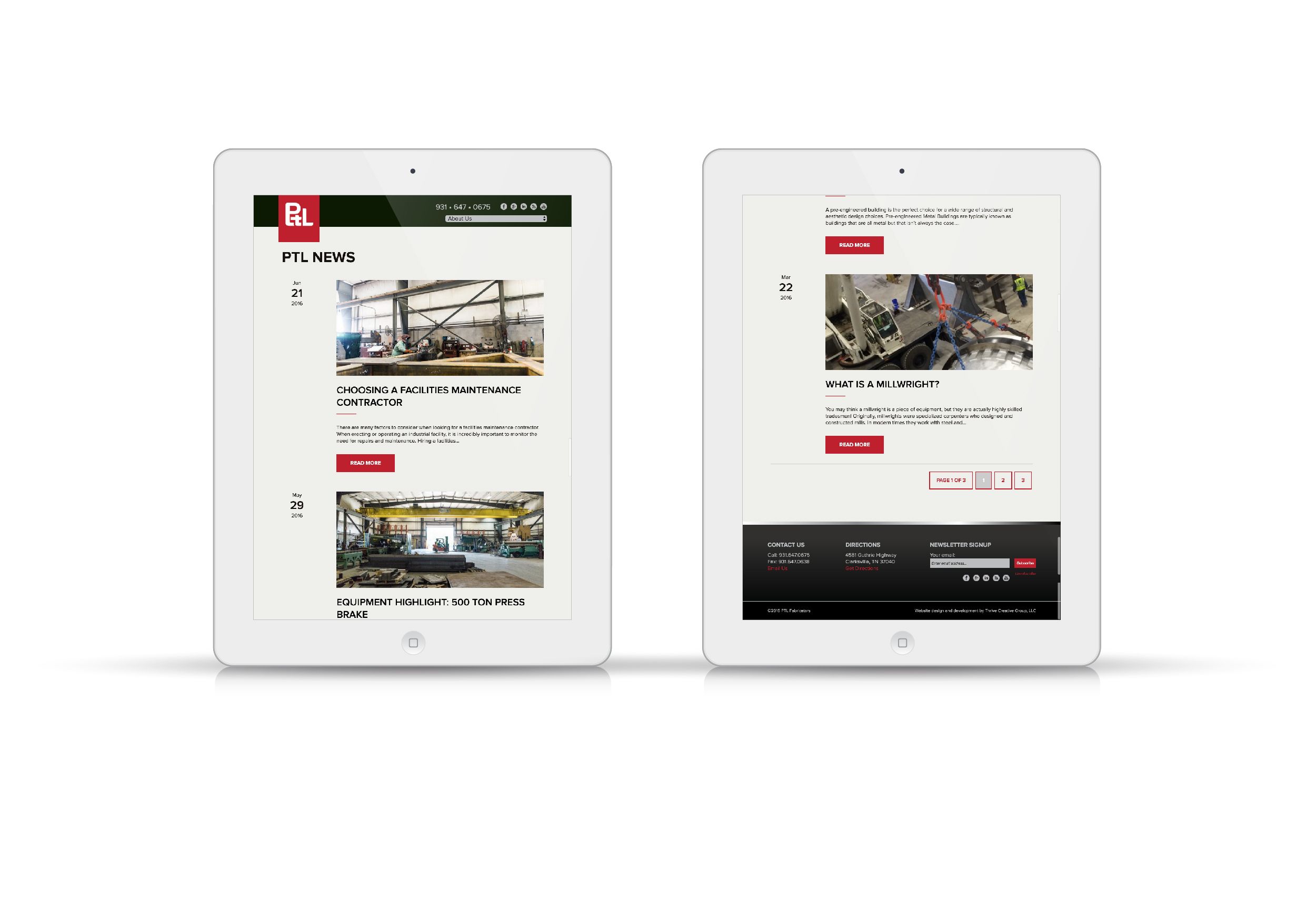 PTL Fabrication Website On Tablet Screen