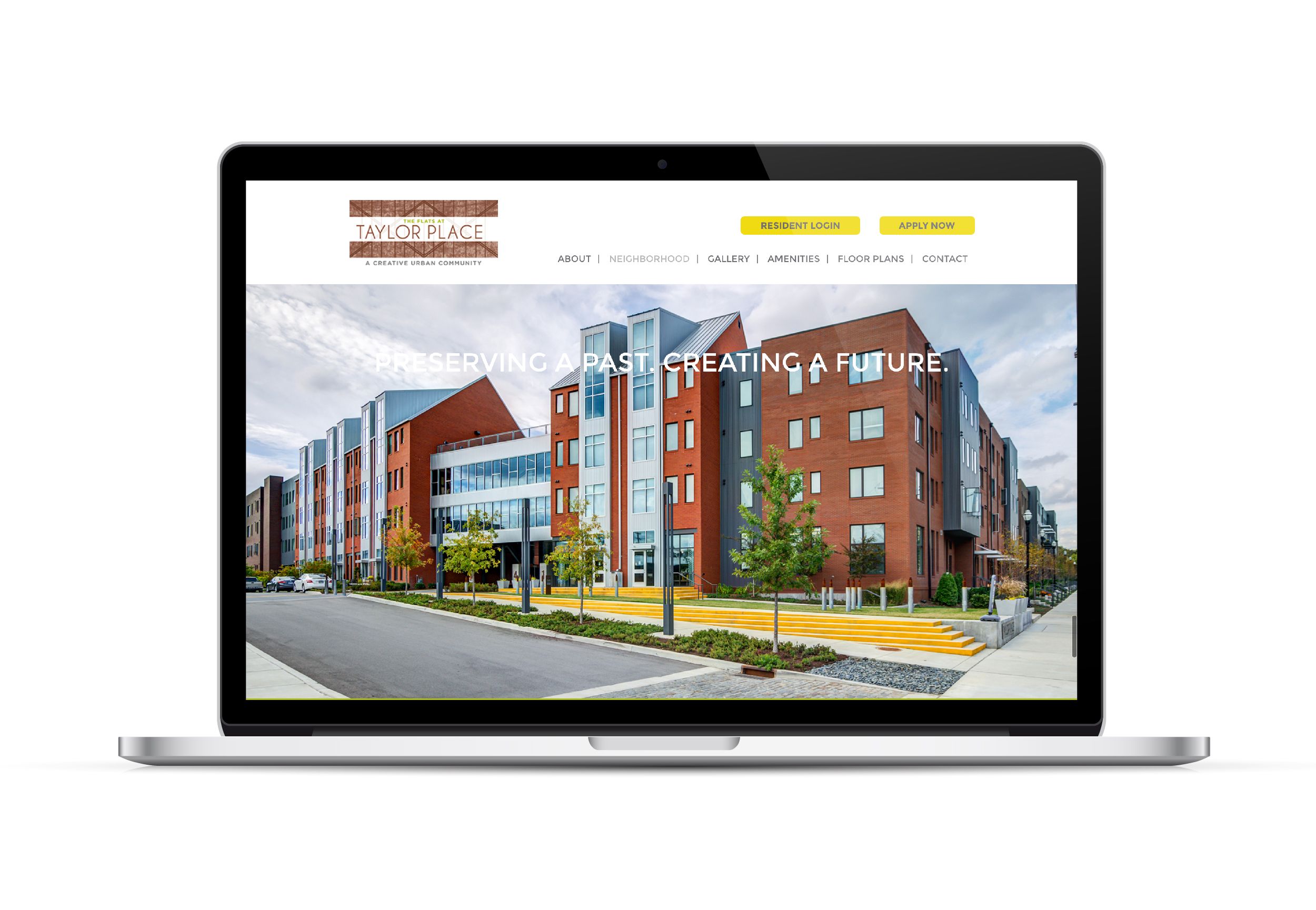The Flats at Taylor Place Website On Laptop Screen
