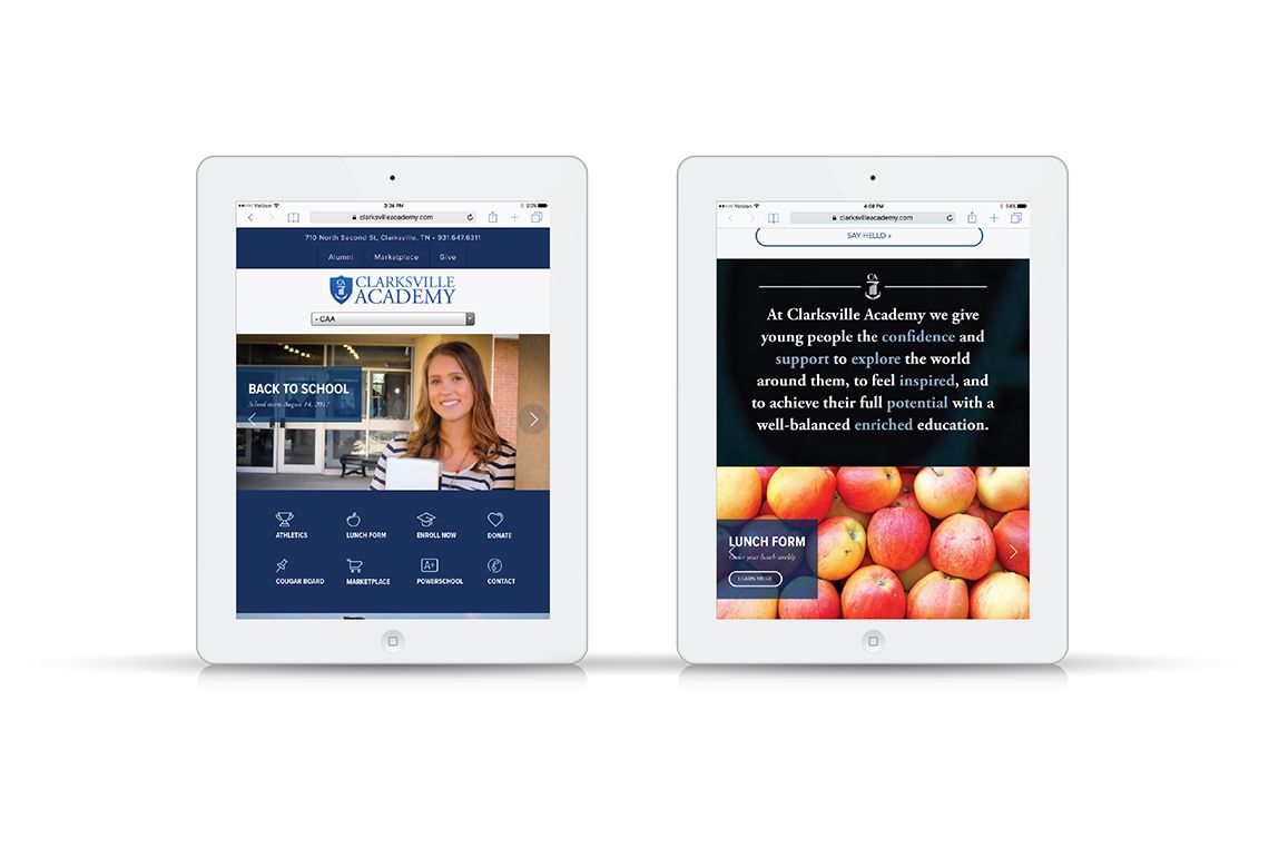 Responsive Web Development iPad Design for Private School