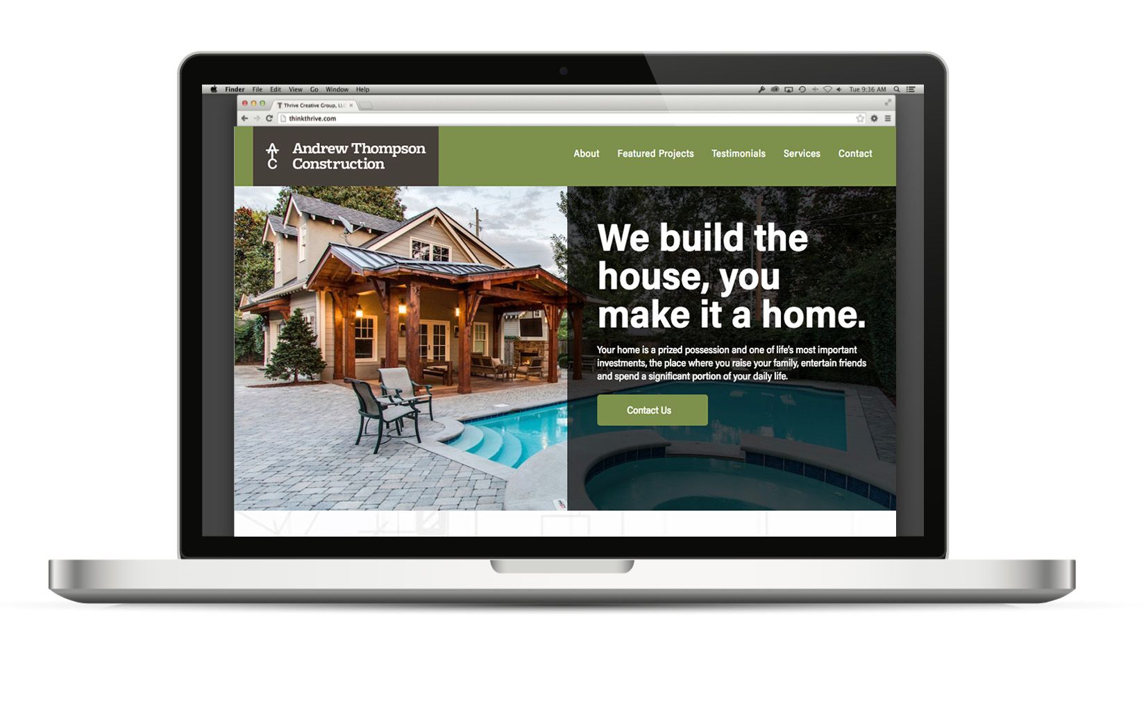 Andrew Thompson Construction Website Home Page On Laptop Screen